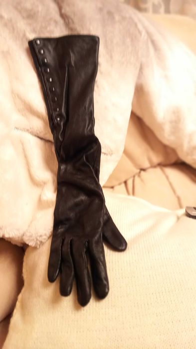 Перчатки кожаные, длинные