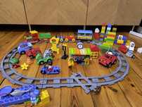 LEGO Duplo duży zestaw: pociąg, autka, stacja benzynowa