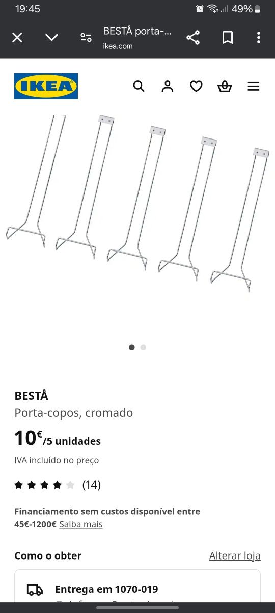Porta copos (5) cromado IKEA novo
