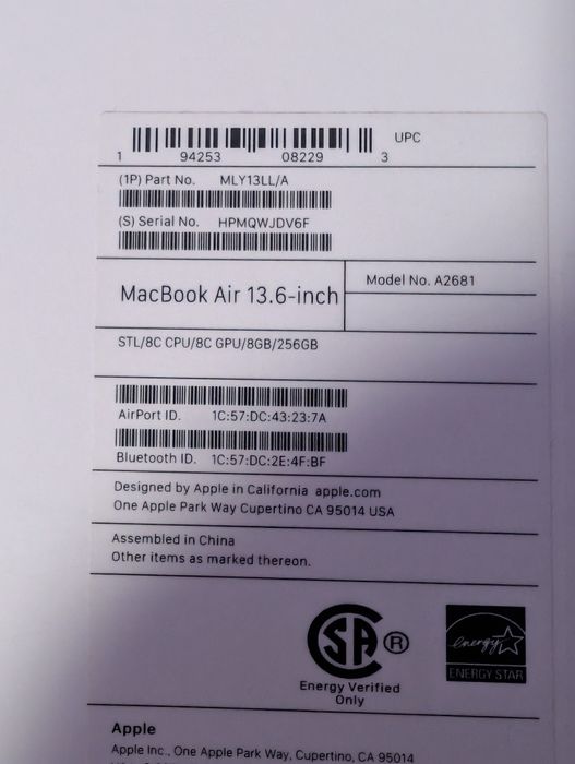 MacBook Air 13.6" M2 8 256 A2681