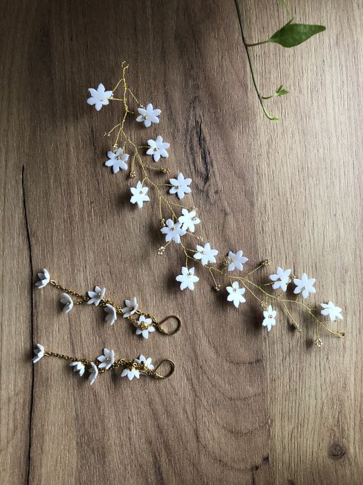 Ozdoba do wlosow i kolczyki slub wesele Gloart jewellery