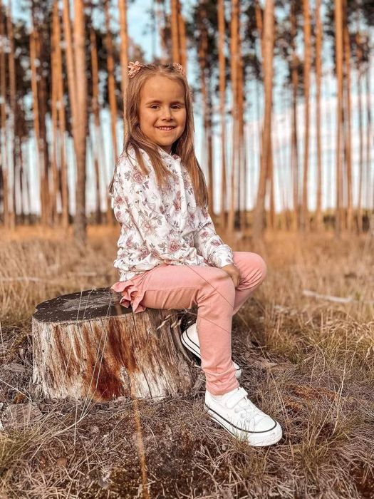 ZA&PA legginsy gładkie róż z falbanką