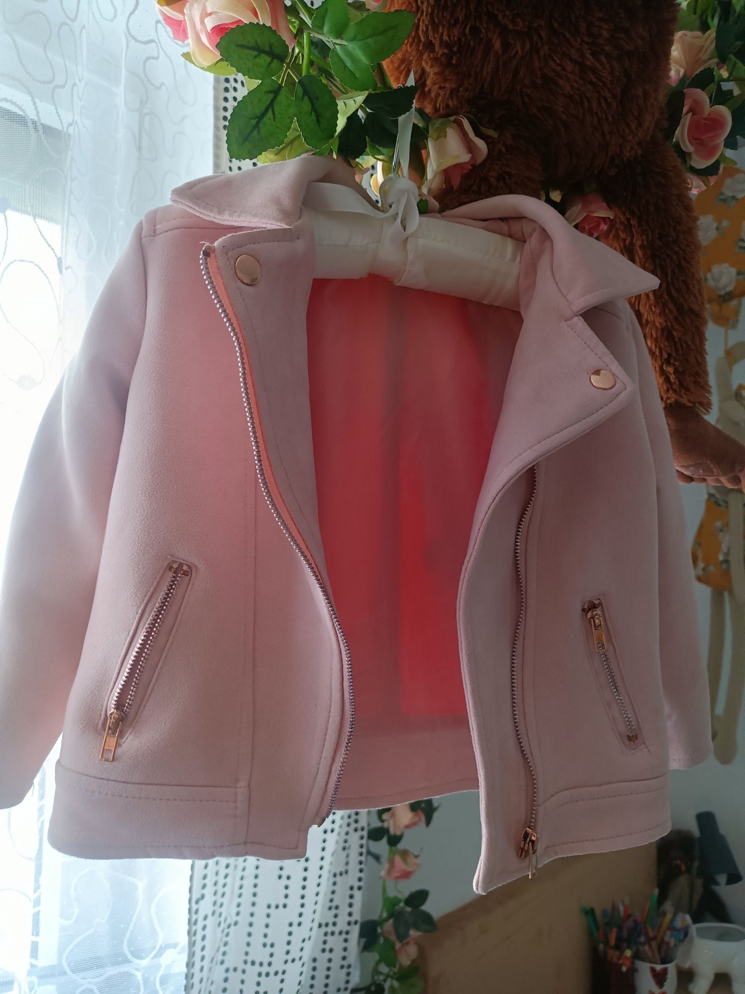 Śliczna różowa ramoneska - kurtka rozmiar 92