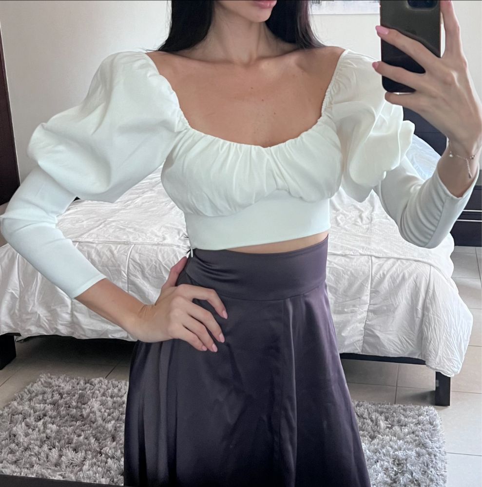 Кроп топ Zara с длинным рукавом