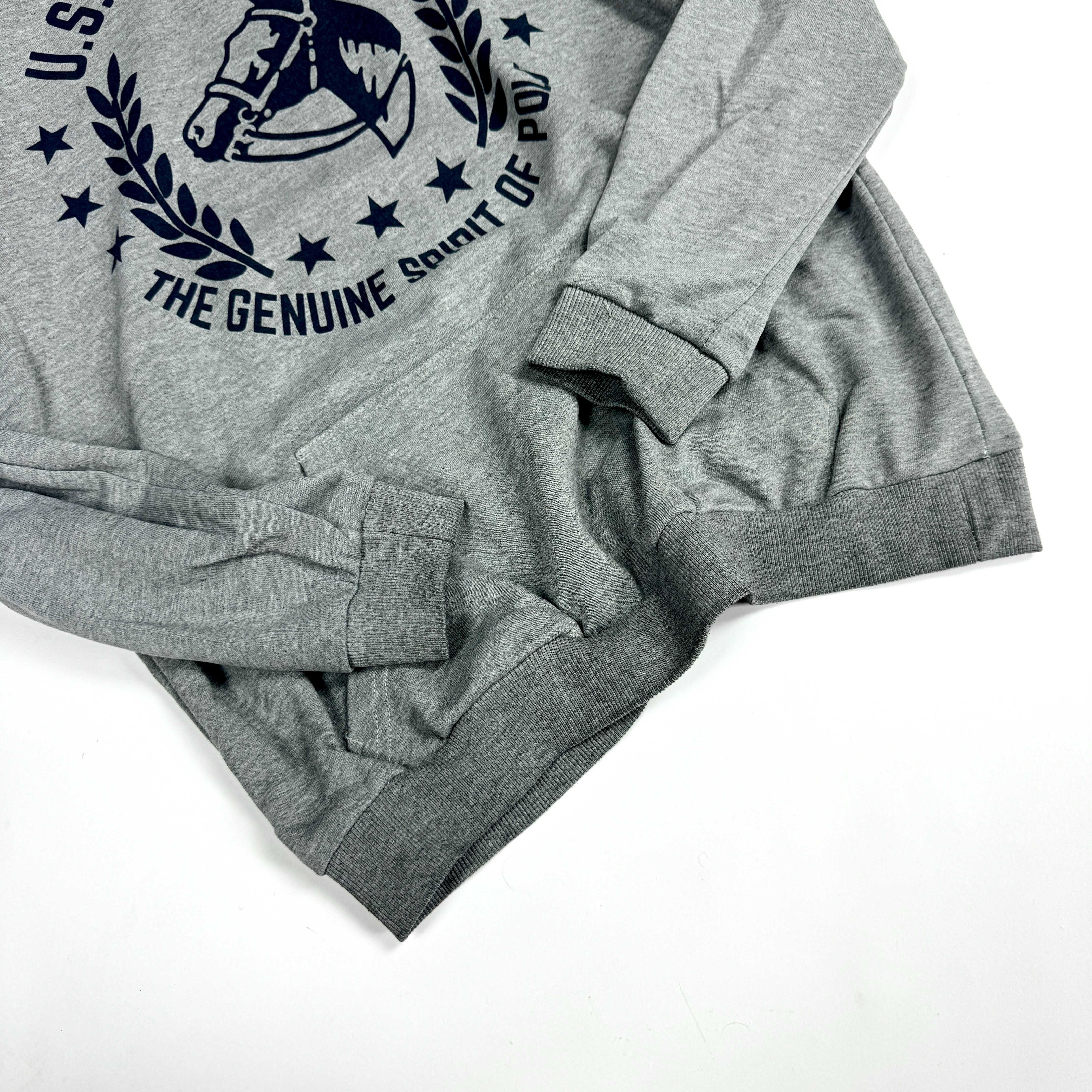 U.S. Polo Assn. grey hoodie szara bluza z kapturem duży nadruk