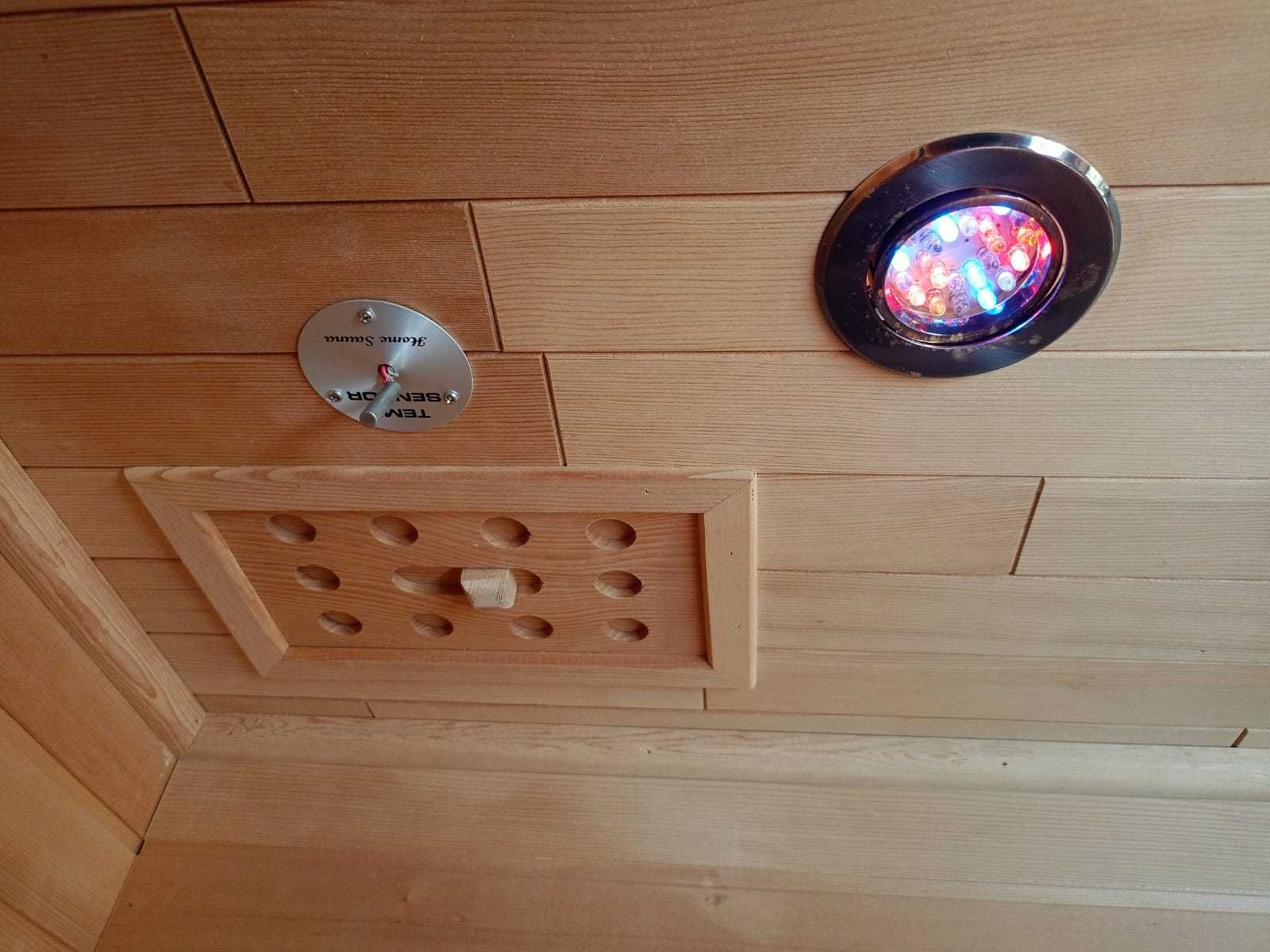 Sauna kabina infrared podczerwień szklana ze szkłą radio LED panele