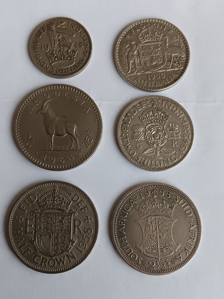 Moedas prata e níquel. Inglesas