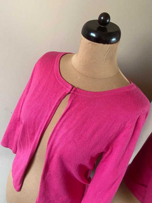 Krotki sweter neon pink roz monnari bolerko crop top m l 38 40