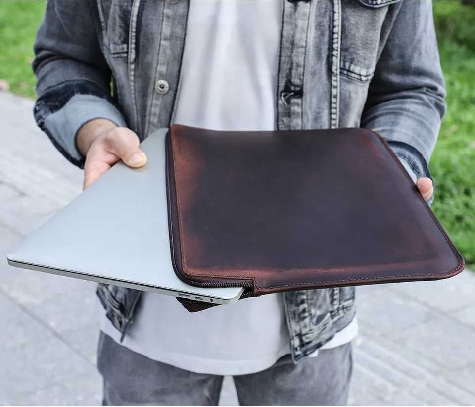 Elegancka Skórzana Torba Dla Laptopa Do 15,4 cala - Naturalna Skóra