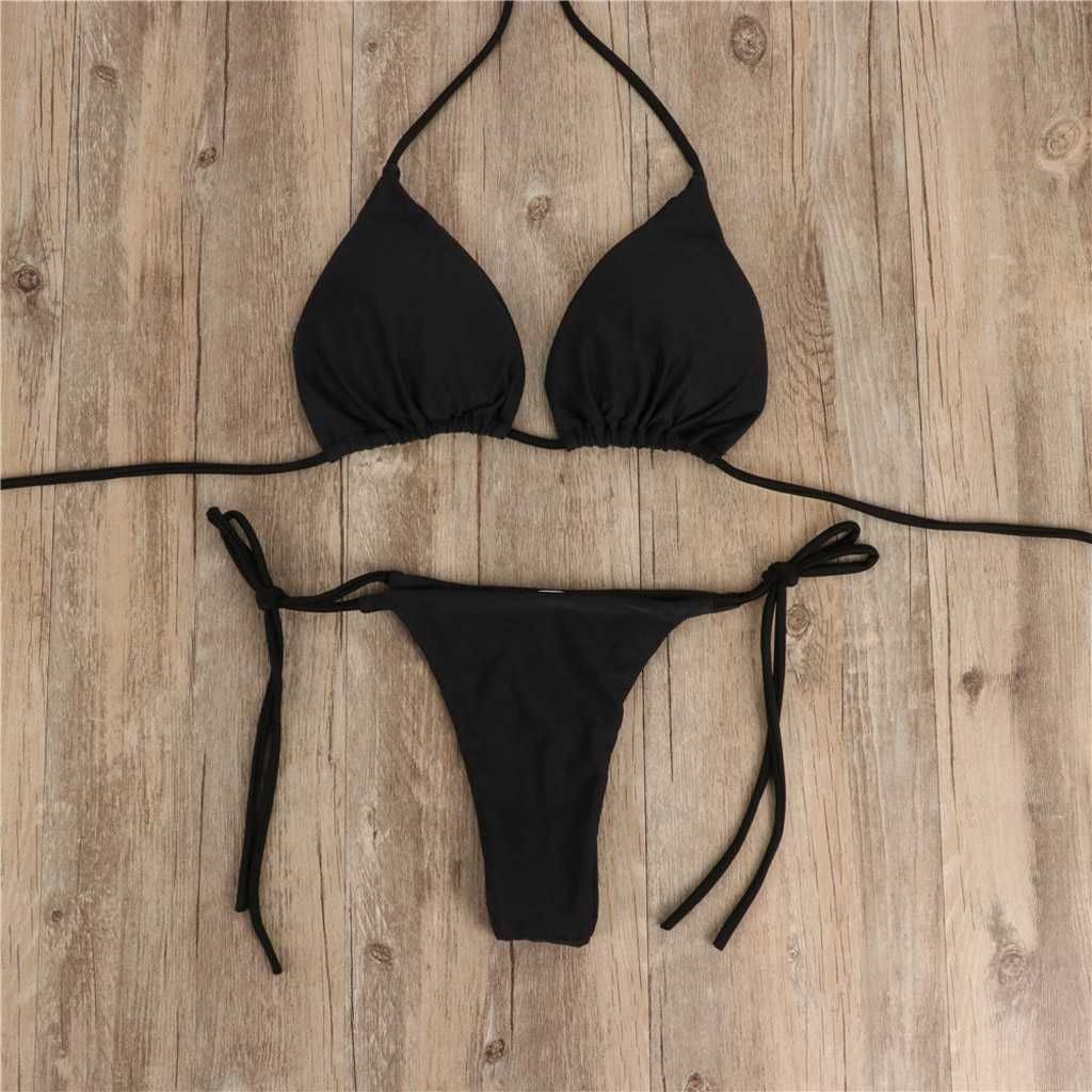 Damskie Bikini Stringi Strój Kąpielowy Wiązany Kostium do Opalania S