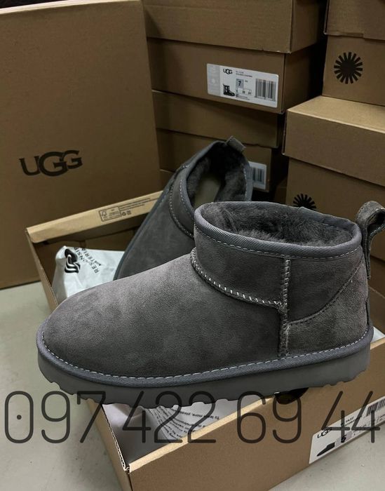 Ugg Classic Ultra Mini Grey Жіночі Ugg Замш/Овчина Уггі Ugg