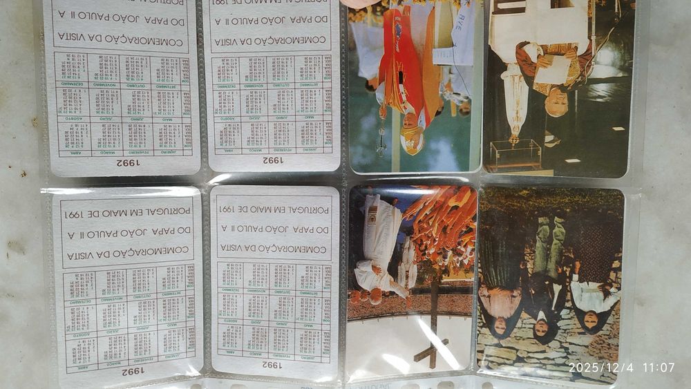 Coleção completa 12 calendários da visita João Paulo II a Fátima 1991