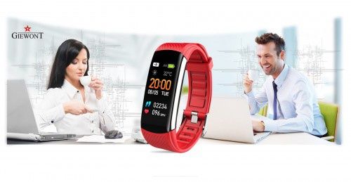 Smartband Giewont GW200-1 + Pasek Czerwony - Nowy, w pełni funkcjonaln