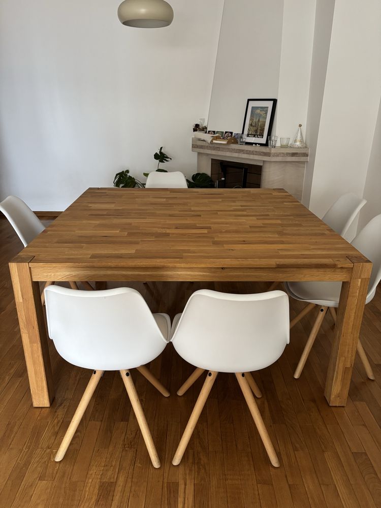 Mesa de Jantar Quadrada em carvalho maciço Laredoute – 1,5x1,5m