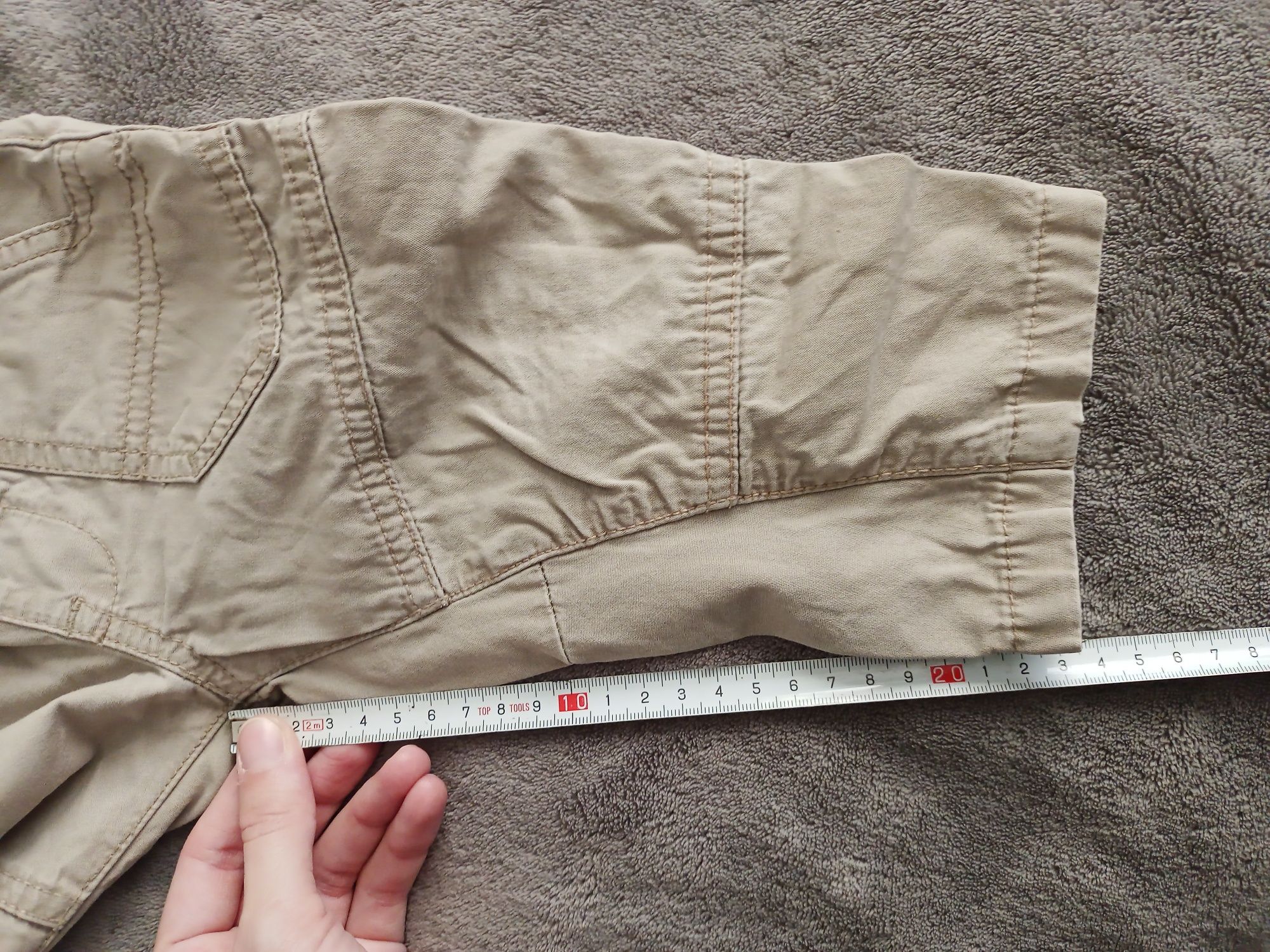 BEZ WAD Spodnie bojówki cargo 9-12 miesięcy 74-80cm George beżowe#1197