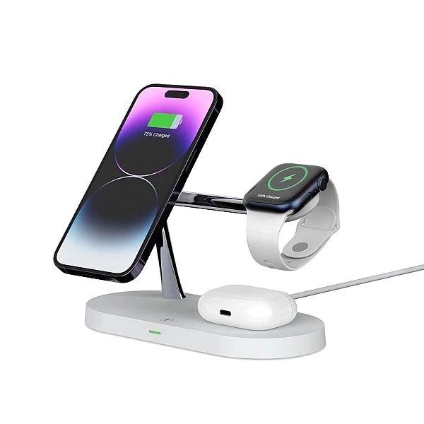 Ładowarka Tech-Protect A12 indukcyjna 3w1 MagSafe na smartfon / słucha