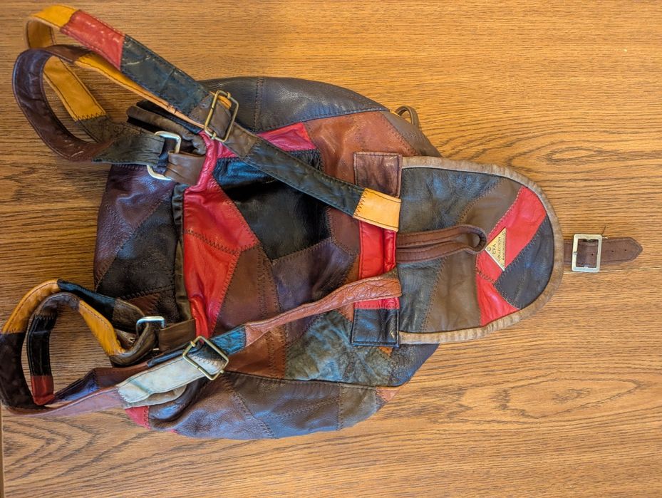 Kolorowy skórzany plecak, plecaczek