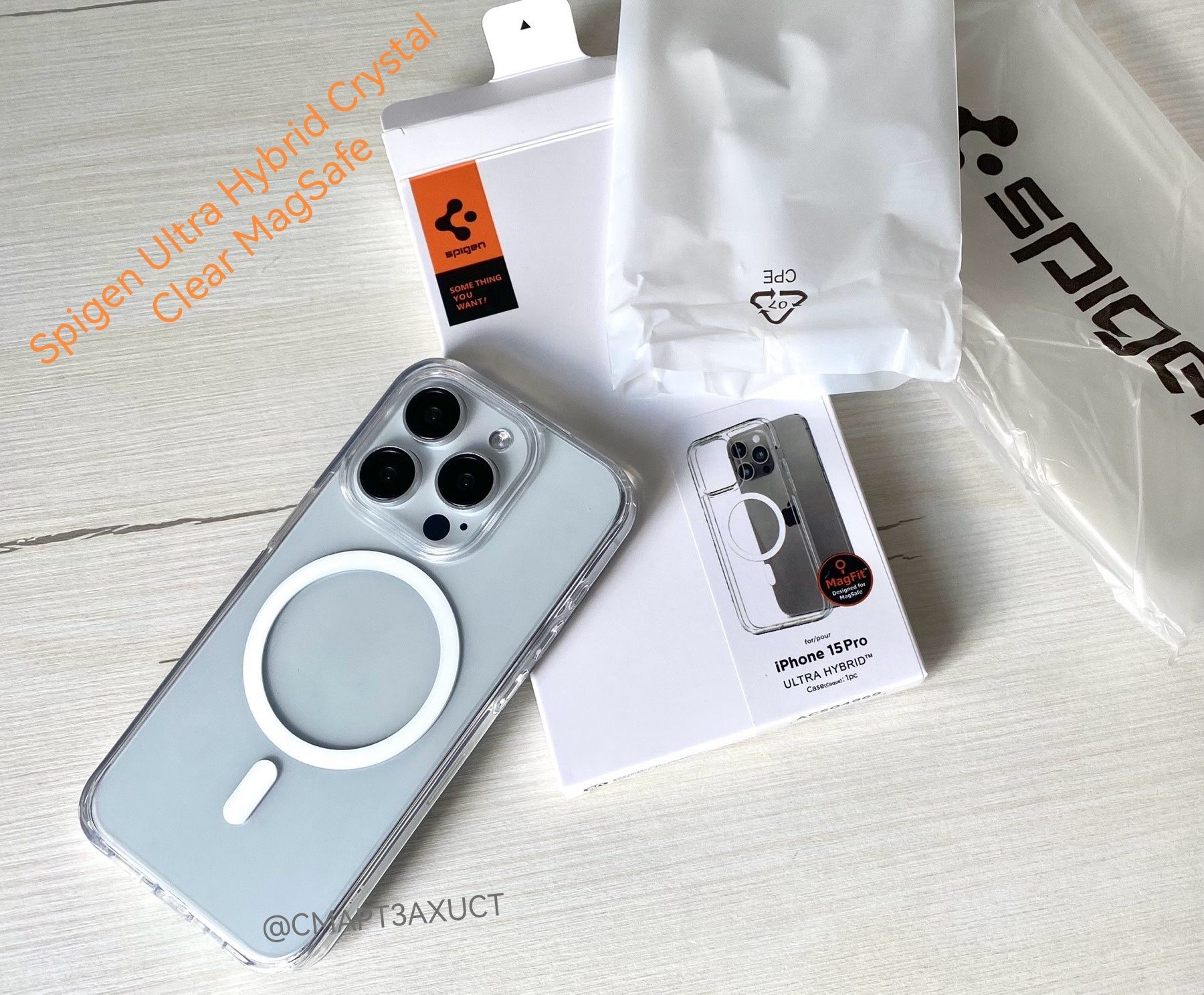 Spigen Magsafe чехол на iphone 13 14 15 Pro Max прозрачный на айфон
