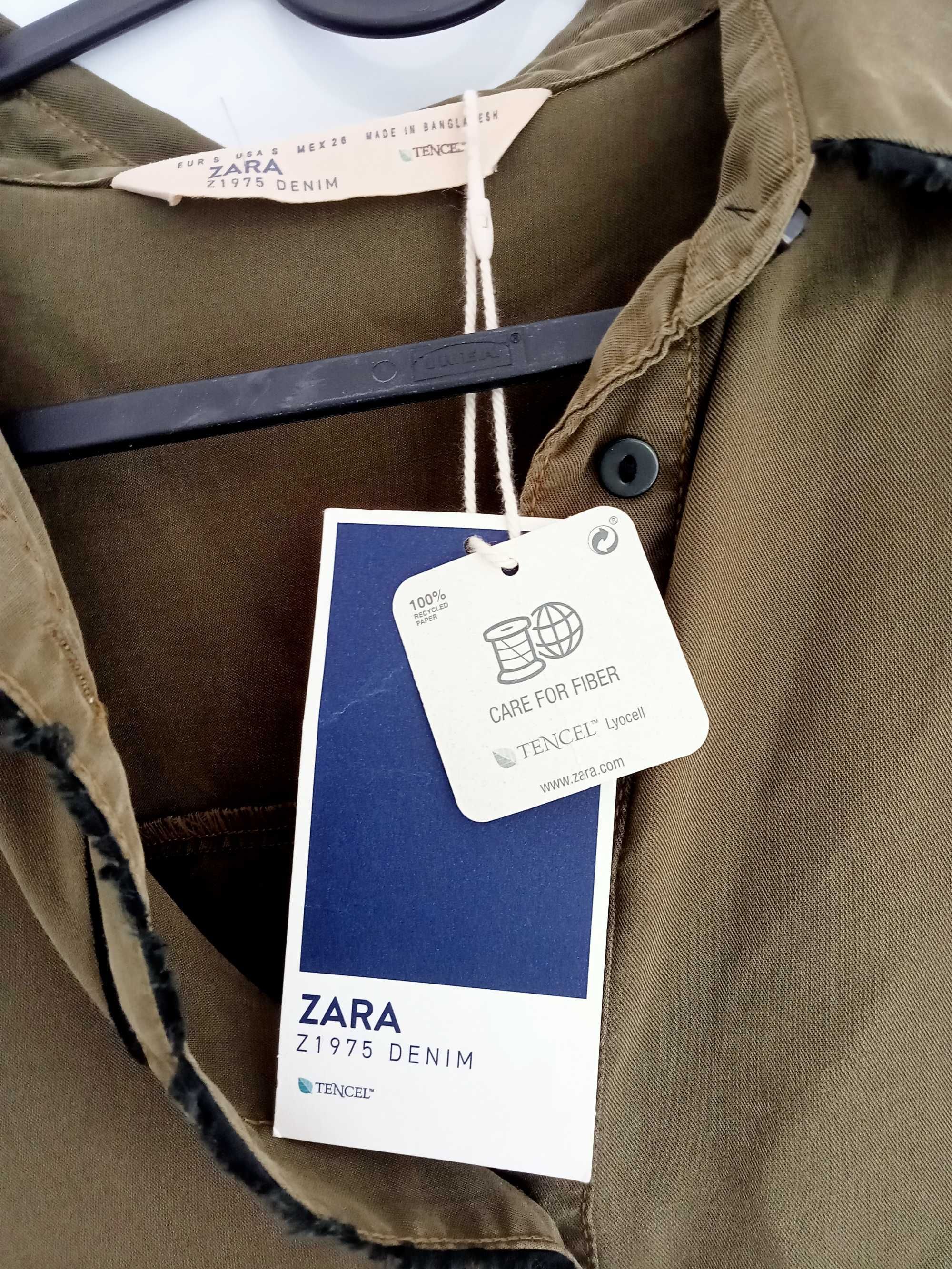 Koszula damska Zara denim Z1975 khaki