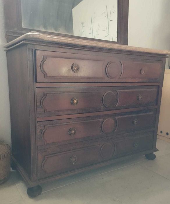 Cómoda madeira maciça com espelho