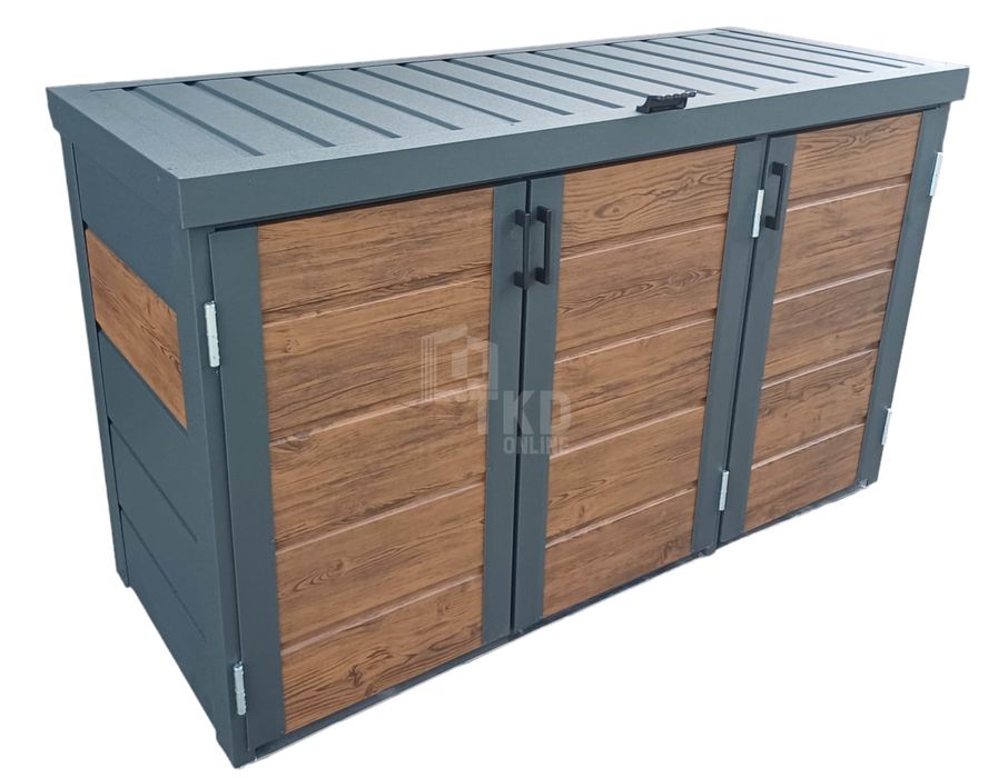 Zabudowa Koszy Na Śmieci Wiata Obudowa 177X65X110 Cm 3X120L Tkd334