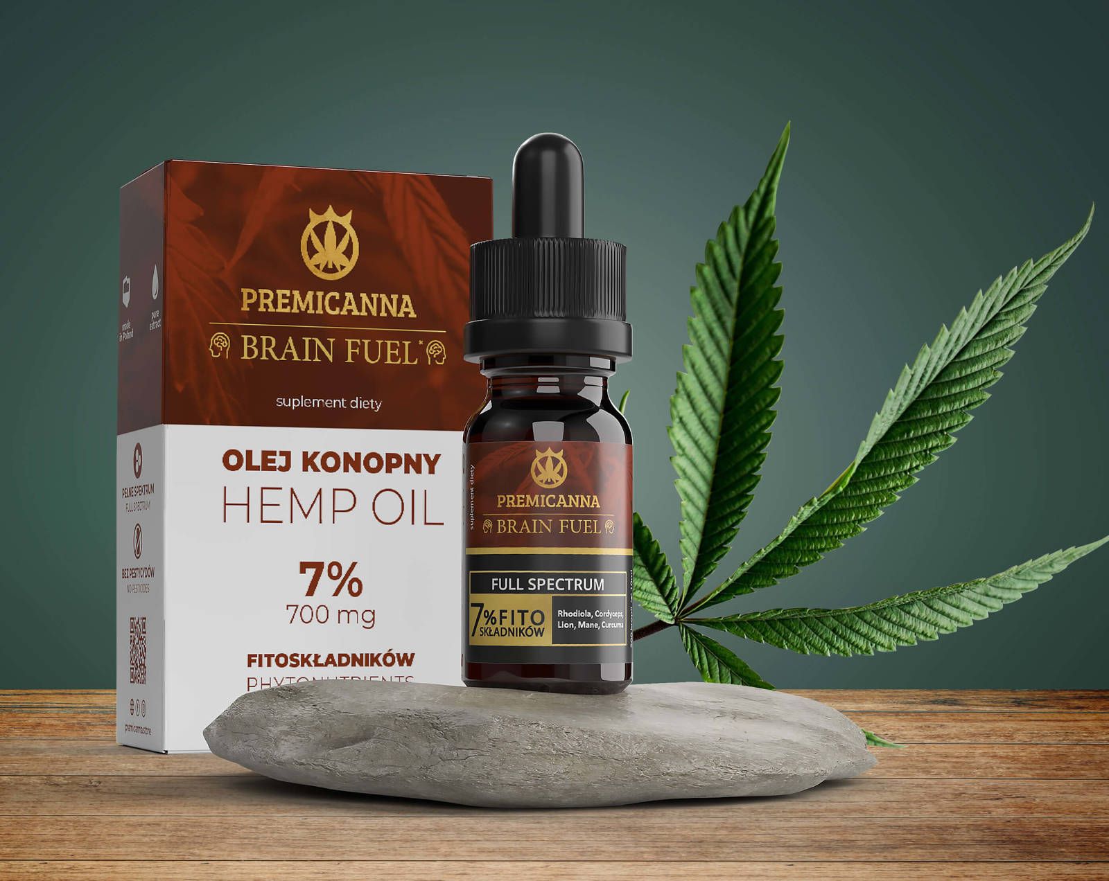 Przebadany Olejek CBD Brain Fuel z dodatkiem Rhodiola, Cordyceps,