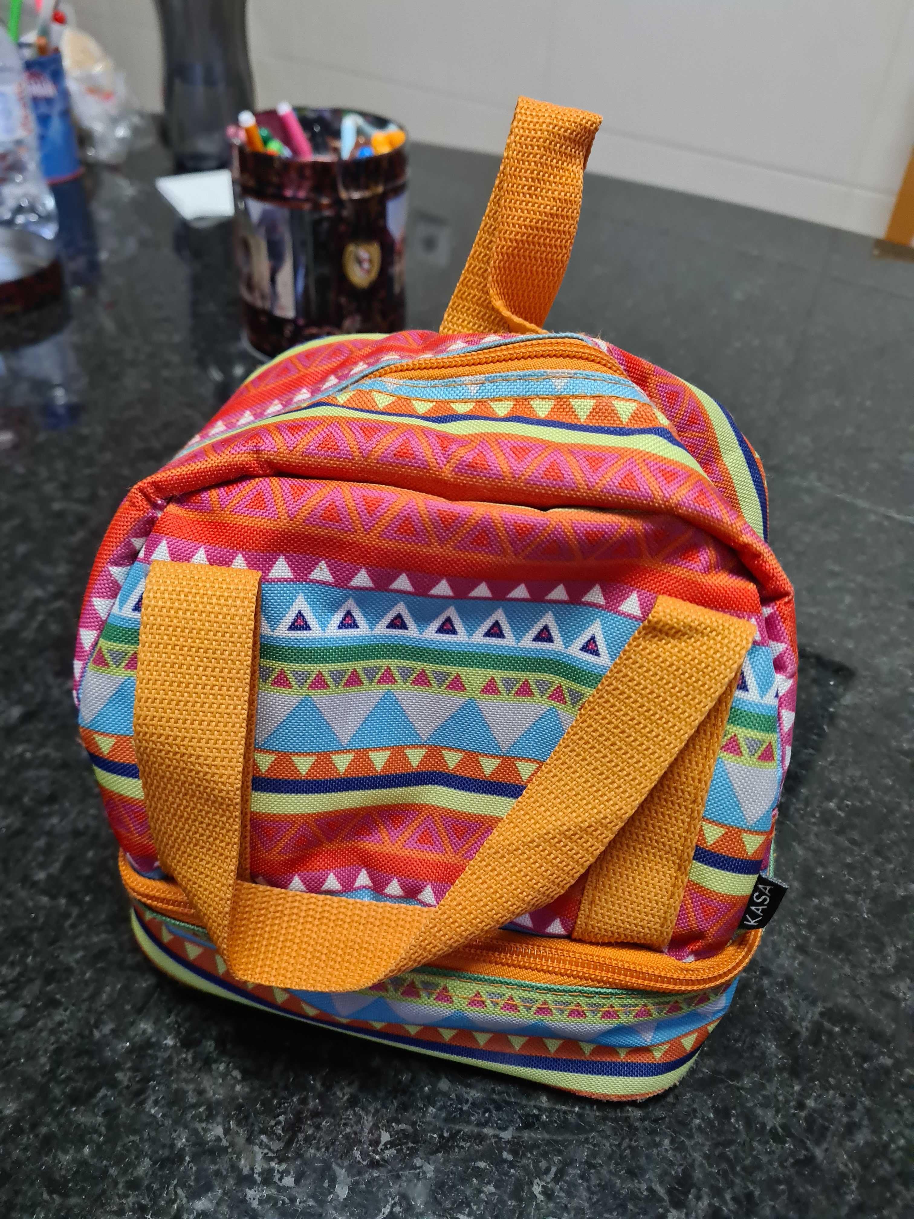 Bolsa lancheira tons alaranjados