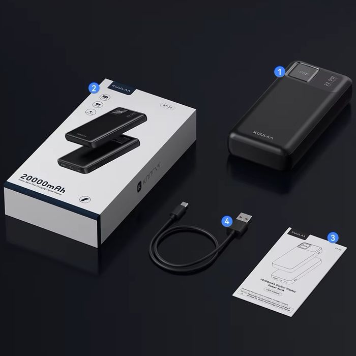 Портативний акумулятор Power Bank Kuulaa RT-20 20000 mAh 22.5W