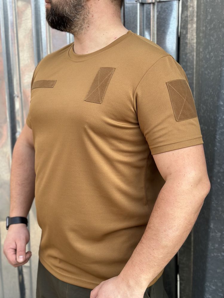 Тактична футболка койот cool max з липучками , військова ЗСУ