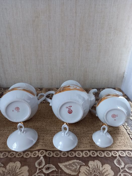 ВИНТАЖ.Сервиз кофейный фарфоровый "Летят утки" "Охотничий" "На охоте"