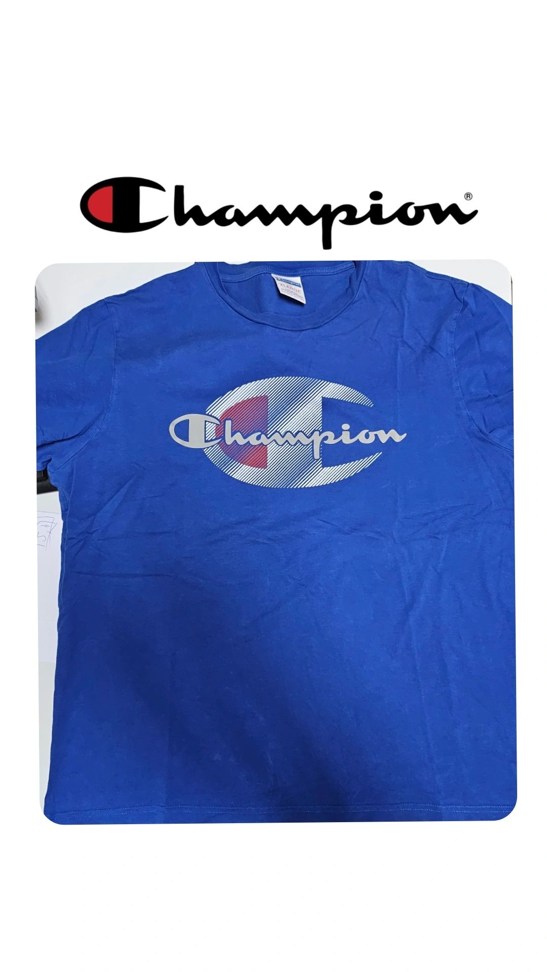 Champion męska koszulka XL niebieska logo T-shirt