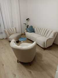 Zestaw kanapa (sofa) i 2 fotele muszelki