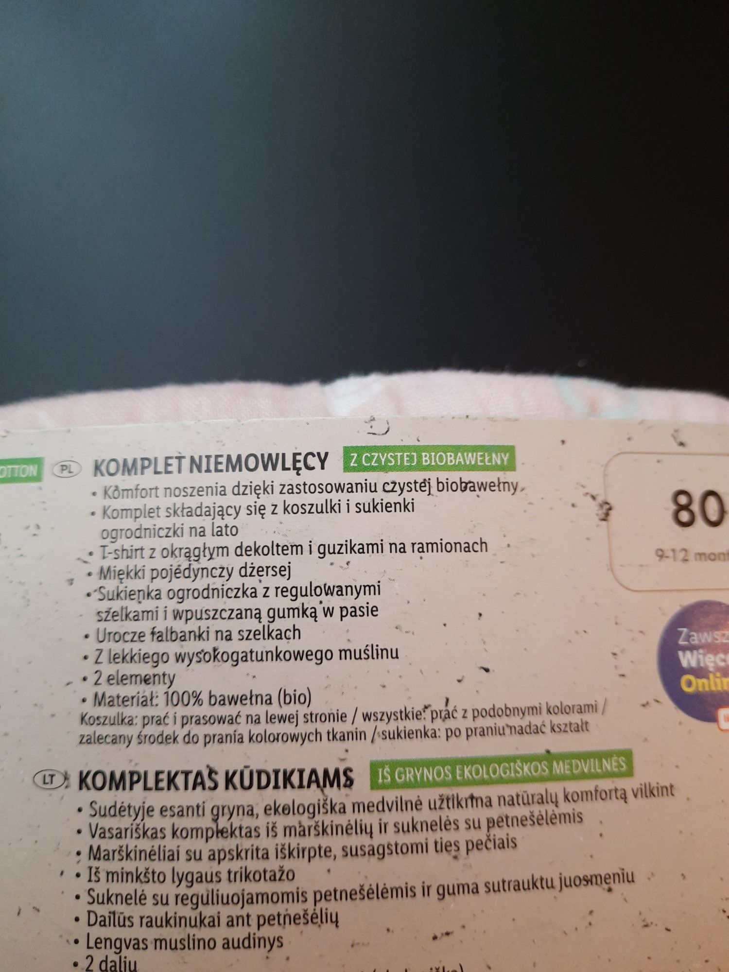 Zestaw bluzka plus sukienka ogrodniczka 80 lupilu