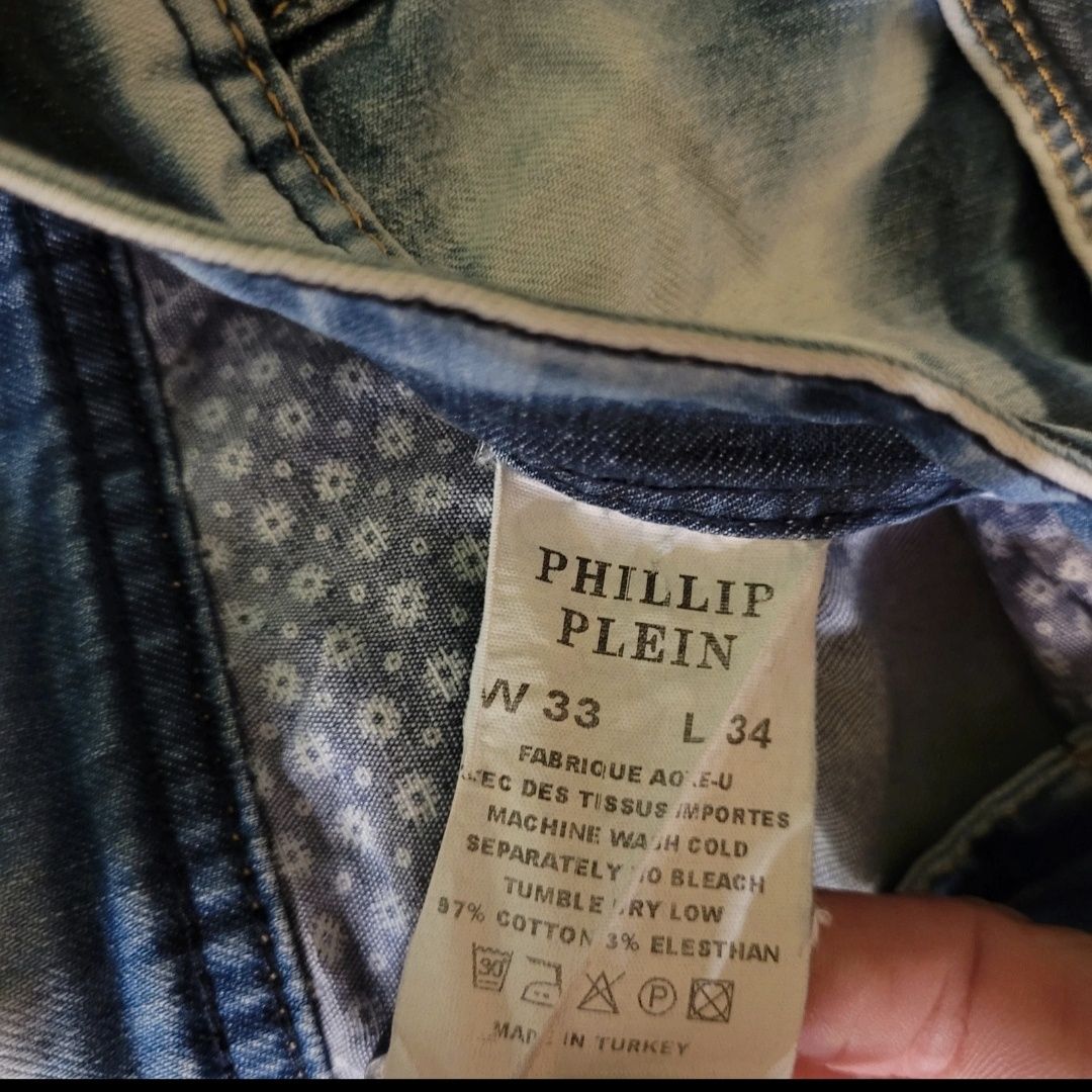 Jeansy, dżinsy, krótkie spodenki, oryginalne W33 L34 Philipp Plein