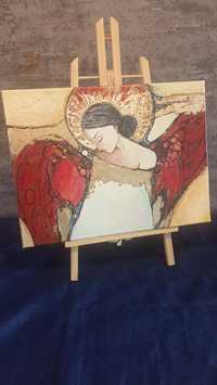 Obraz z Aniołem w Czerwieni