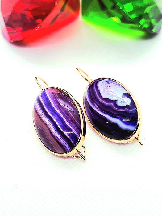 Okazja 185zl za gram. Złote kolczyki z Agatem 585 14k