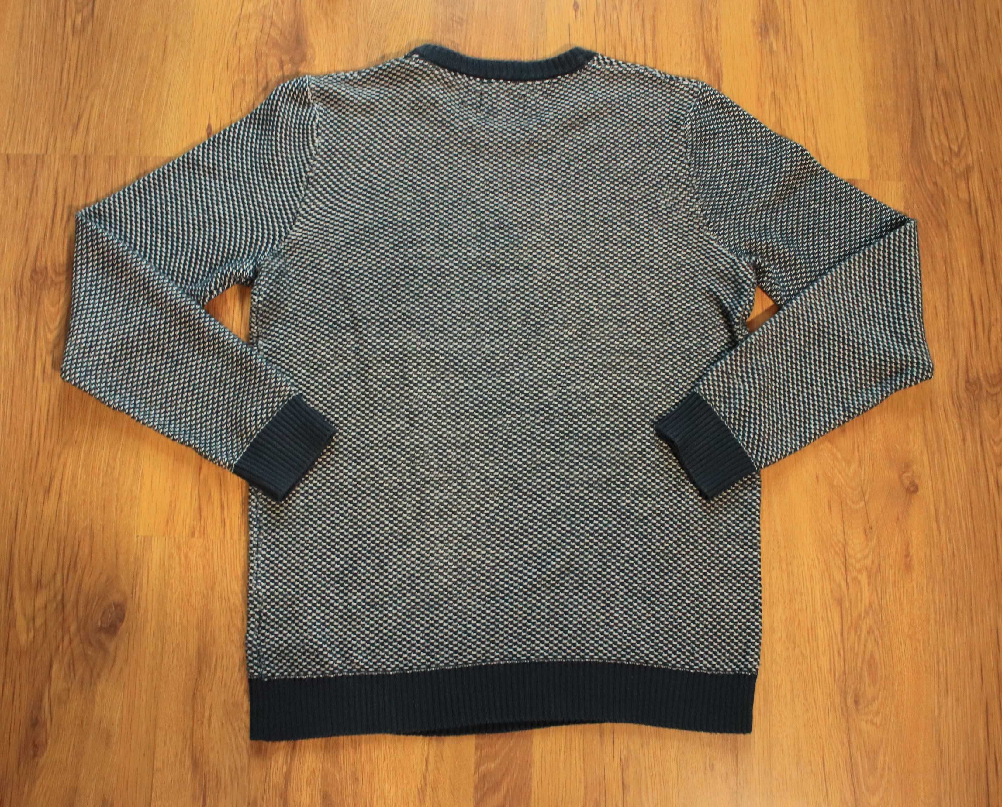Sweter Dobber r. M granatowo-biały dł. rękaw w dobrym stanie