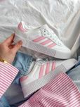 Кеди Adidas Samba White Pink кросівки адідас самба білі рожеві шкіра