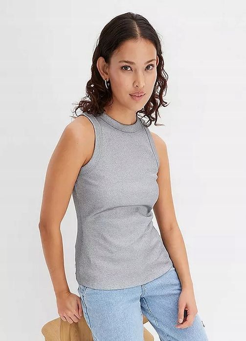 B.P.C srebrny top prążkowany 48/50.