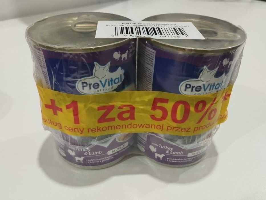 PREVITAL indyk-jagnięcina kawałki w galaretce dla kota 415g x 2szt