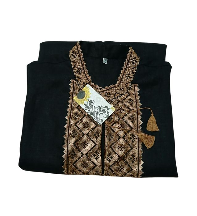 Вишиванка чоловіча чорна 100% льон