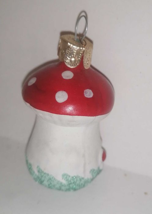 Bombka na choinkę PRL unikat retro art deco bąbka grzybek muchomor