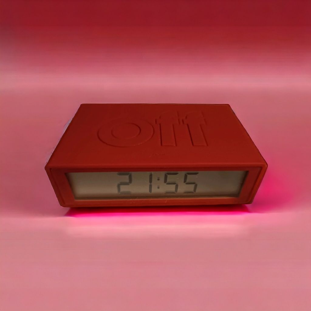 Czerwony budzik zegarek Lexon Flip+