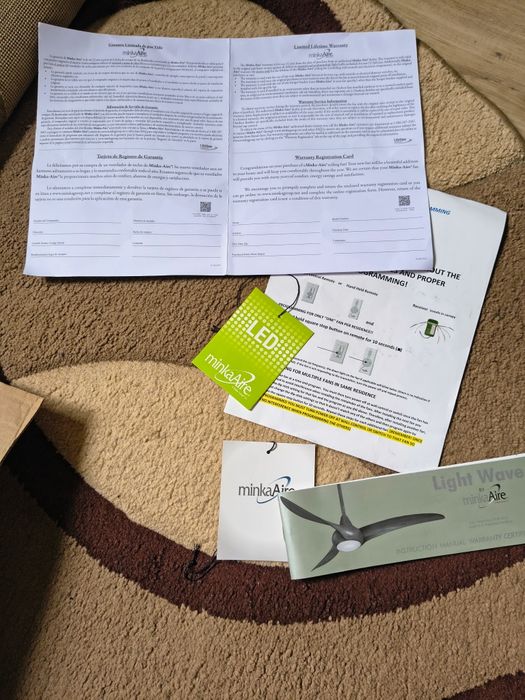 Стельовий вентилятор з лед лампою minka-aire f844