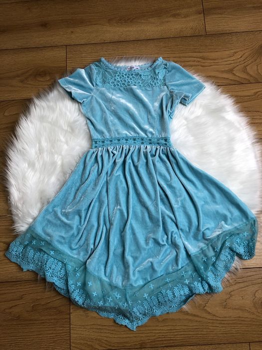 Niebieska welurowa bluza sukienka 1,34cm