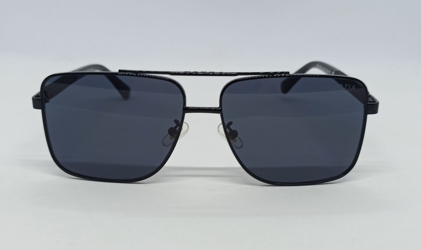 Брендовые мужские очки от солнца черные в черном металле классика