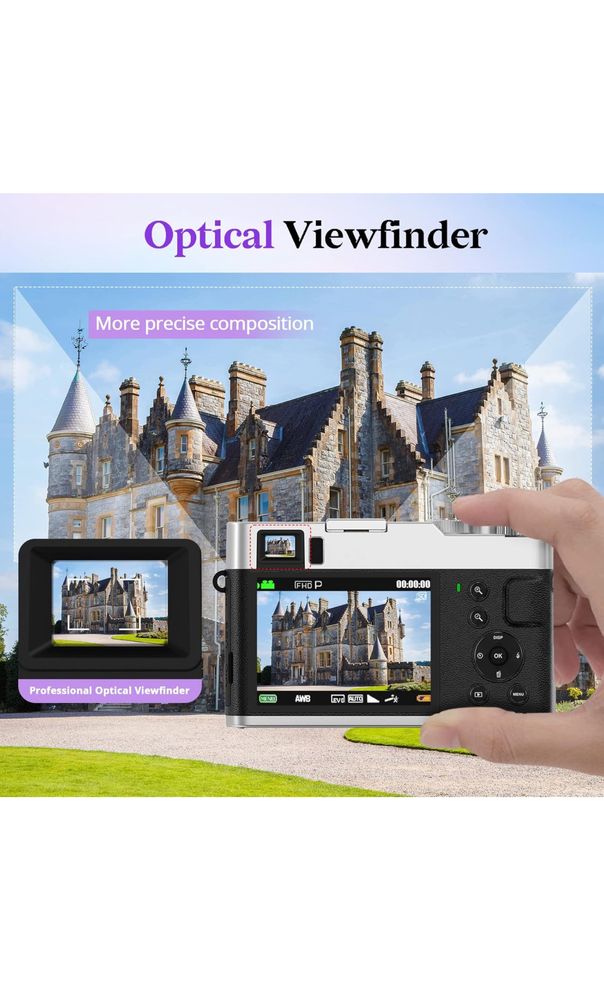4K Digital Camera Auto Focus 48MP Vlogging Video for YouTube