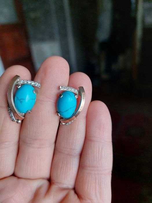 Серьги 925 бирюза