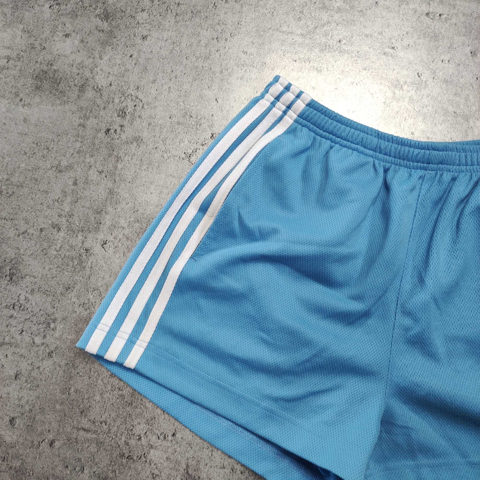 DAMSKIE Krótkie Spodenki Vintage Baby Blue Adidas 3 Paski Lata y2k