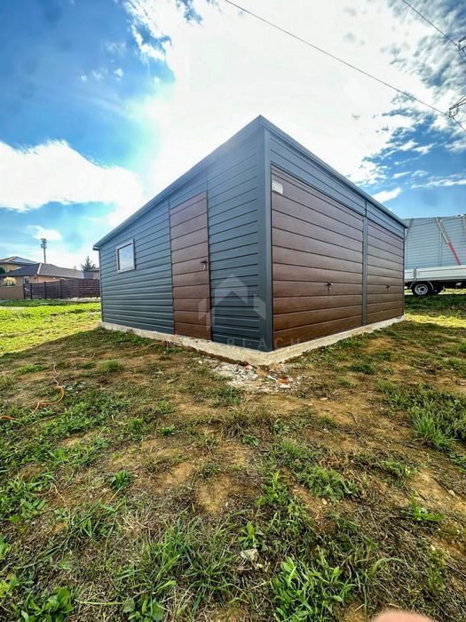 Garaż Blaszany 6X6M 2X Brama Uchylna Drzwi Okno Antracyt Dach Nb285